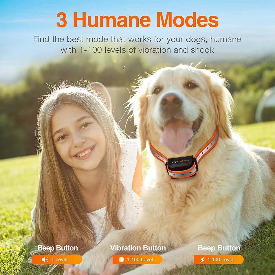 1000M Electric Dog Training Collar Remote Control Training Collar for Pet Rechargeable Dog Bark Control Stop Shock Collar